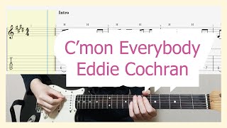 Eddie Cochran  Cmon Everybody Guitar Cover with Tab [upl. by Odarbil]