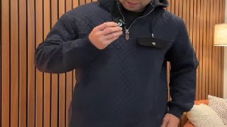 JMIERR Mens Quilted Hoodies Casual Long Sleeve Quarter Zip Pullover Sweatshirt Review [upl. by Bouchard]