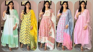 Summer partywear Alia cut and nayra cut cotton kurti sets with fancy dupattaPure cotton kurtis sets [upl. by Milissa]