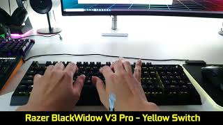 Razer BlackWidow V3 Pro Yellow vs Purple vs Green vs MX Red Switch Sound Comparison [upl. by Ariada]