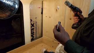 Shuttle bus rv conversion Part 15 Installing the shower mixerbathroom door latchcutting the roof [upl. by Atenaz]