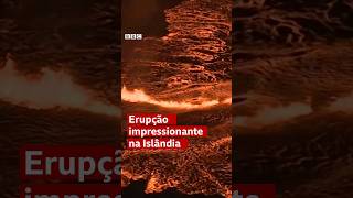 As imagens impressionantes de vulcão em erupção na Islândia shorts [upl. by Seligman]