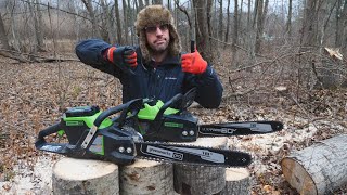 Greenworks Battery Powered 16quot and 18quot Chainsaw  Thumbs Up or Down [upl. by Nolad]