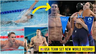 Team USAs win gold with world record swimming race in mixed 4x100M medley relay Paris Olympic 2024 [upl. by Naleag]