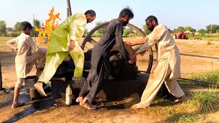 Amazing Startup Desi Black Oil Diesel Engine working Amazing Tubewell System  How To get Start Up [upl. by Golliner461]