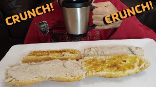 ASMR BAGUETTE BREAD APRICOT JAM AND PORK PATE CRETONS CRUNCHY EATING SOUNDS MUKBANG [upl. by Dawes]