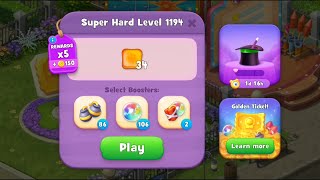 Gardenscapes Level 1194 Walkthrough quotNo Boosters Usedquot [upl. by Einnol]