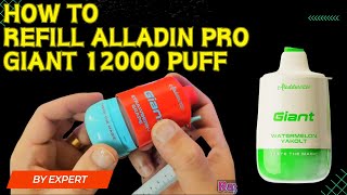 How to refill disposable pod Aladdin GIANT 12000 puff Cara Isi ulang pod disposable pod [upl. by Glanti]