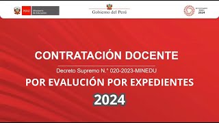 Contrato Docente 2024 Por Evaluación por Expediente [upl. by Lefton]