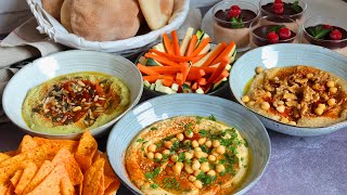 TRÍO DE HUMUS y helado 4 recetas fáciles para una CENA PICOTEO [upl. by Sotos697]