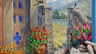 SENKARIK  TRUCHAS TREASURE Painting Hollyhocks [upl. by Mad889]