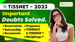 TISSNET 2023  Important Doubts Solved  Reservation  Internship  Programs  Weightage  Documents [upl. by Odidnac]