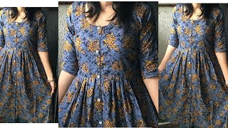 DIY Front Open Kurti Cutting and Stitching Front Button Placket Kurti cutting and stitching [upl. by Simons]