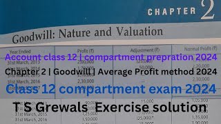 class 12 Accountancy  compartment exam 2024  Goodwill  class12 Average profit method  TS Grawal [upl. by Merrie]