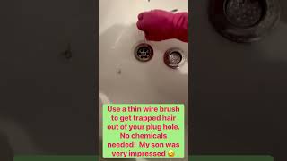 shorts How to unblock plug hole without using chemicals and using a thin wire brush [upl. by Dannie43]