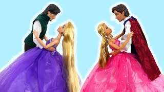 Princess Barbie Rapunzel Elsa Castle Morning Ballroom Dancing Putri Barbie Kastil Princesa Castelo [upl. by Isabeau]