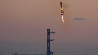 SpaceX Starship launch Mechanical arms catch rocket booster back at the launch pad [upl. by Benni445]