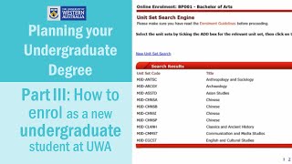 Part III How to Enrol as a New Undergraduate Student at UWA [upl. by Alyse]