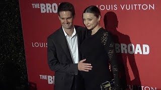 Heavily pregnant Miranda Kerr and husband Evan Spiegel at The Broad and Louis Vuittons celebration [upl. by Silda]