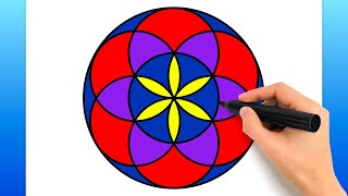 How To Draw A Geometric Circle Design Easy Drawing Tutorial [upl. by Sillert]