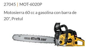 Motosierra 60cc a gasolina con barra de 20quot Pretul 27045 [upl. by Eelah]