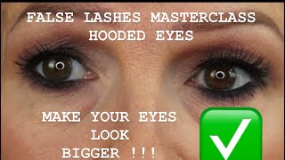 HOW TO APPLY FALSE LASHES FOR HOODED EYES DOWNTURNED SMALL DEEPSET WRINKLY MATURE EYES FOR BEGINNERS [upl. by Michal438]