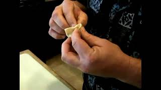 Folding Wontons for Crab Rangoon [upl. by Sula]