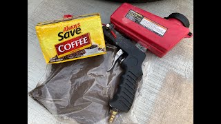 Blasting Test using USED Coffee Grounds  Harbor Freight Blaster  Again trying regular baking soda [upl. by Cele]