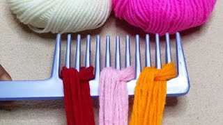 Amazing 3 Beautiful Woolen Yarn Flower making ideas with Hair Comb  Easy Sewing Hack [upl. by Etnaed]