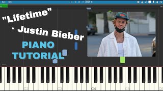 Lifetime  Justin Bieber PIANO TUTORIAL [upl. by Tolkan]