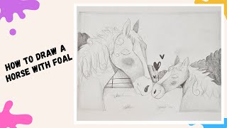 How to draw a horse with foal step by step [upl. by Woothen412]