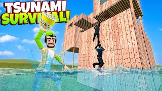 We Built a TSUNAMI SURVIVAL Fort in Garrys Mod [upl. by Ayrb764]