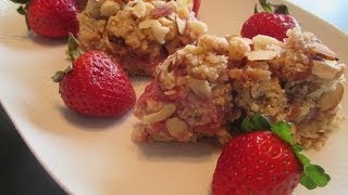 Strawberry Rhubarb Almond White Chocolate Chip Bar  Summertime Recipe Deliciousness ☀️ [upl. by Nare445]