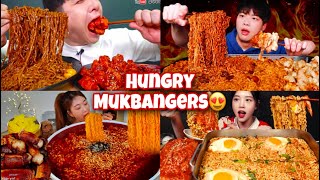 SUPER HUNGRY MUKBANGERS 😍😋🥵 NOODLES EATING MUKBANG  BLACK BEAN NOODLES  SPICY NOODLES EATING ASMR [upl. by Aivatnahs965]