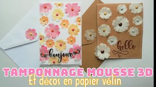 Tutoriel Carterie  Tamponnage avec la mousse 3D déco papier vélin et attaches parisiennes [upl. by Ibbob134]