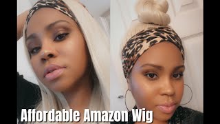 Affordable Amazon Wig Review  FUHSI Headband Wig Blonde [upl. by Hainahpez]