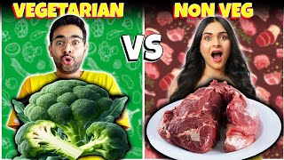 VEGETARIAN vs NONVEGETARIAN vs VEGAN FOOD 😱  60 minute Food Challenge [upl. by Greenwald]