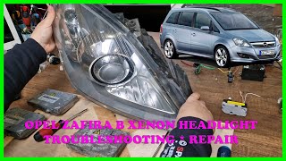 Opel Zafira B BIXENON headlight low amp high beam troubleshooting repair ballast bulb replacement [upl. by Nanreik]