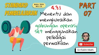 PART 7 Matematik Tingkatan 4 BAB 4 KSSM Operasi Set Menghuraikan gabungan operasi set [upl. by Woodberry]