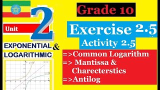 Mathematics Grade 10 Unit 2 Exercise 25 Activity 25 amp common LogarithmGirma21​ [upl. by Nathanil]