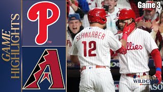 Diamondbacks vs Philadelphia Phillies GAME 3 HIGLIGHTS NLDS 10192023 PLAY OFFS  MLB Highlights [upl. by Nitniuq]