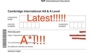 999012fm24 psychology as level February march 2024 past paper 1 solved [upl. by Attenej280]