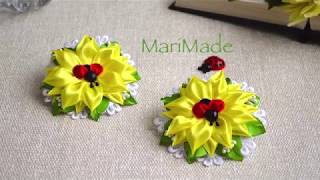 Kanzashi Ladybird Hair Bobbles Канзаши Резинки Георгины Божьи Коровки [upl. by An]