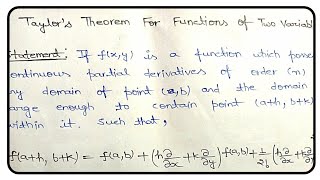 Taylors Theorem For The Function Of Two Variables Engineering Mathematics Mathematics Inquiry [upl. by Analad]