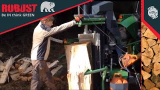 How to split wood professionalyROBUST Proffesional log splittersForestryequipment [upl. by Imailiv]