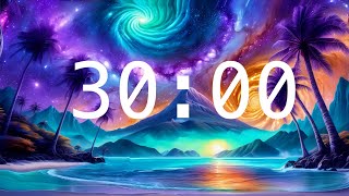 30 Minute Galaxy Timer  Calming Music and Ocean Ambience [upl. by Attenehs]