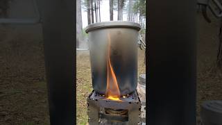 Ultralight Titanium Bushcraft Cooking  Gale Force winds shorts cooking nature camping food [upl. by Eadwine]