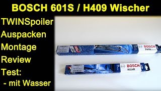 Bosch 601S TWINSpoiler amp H409 Scheibenwischer  Montage Test Wasser  Regen mit Toyota Avensis T25 [upl. by Kinimod538]