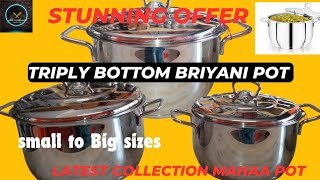 home Best quality cooking vesselsMahaa Triply bottom potkitchen Multi purpose usage 9659119045 [upl. by Matthei]