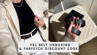 YSL MONOGRAM BELT UNBOXING AND FARFETCH DISCOUNT CODE Katie Peake [upl. by Albertine557]